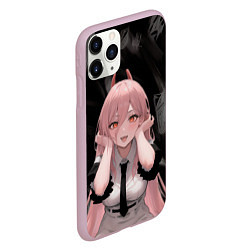 Чехол iPhone 11 Pro матовый Человек-Бензопила: Пауэр, цвет: 3D-розовый — фото 2