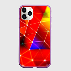 Чехол iPhone 11 Pro матовый Digital triangle abstract, цвет: 3D-фиолетовый