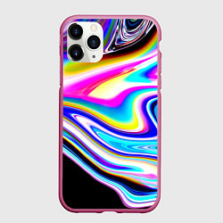 Чехол iPhone 11 Pro матовый Неоновые размытые краски, цвет: 3D-малиновый