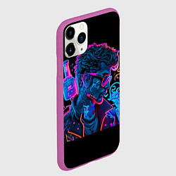Чехол iPhone 11 Pro матовый Парень в неоновых очках, цвет: 3D-фиолетовый — фото 2