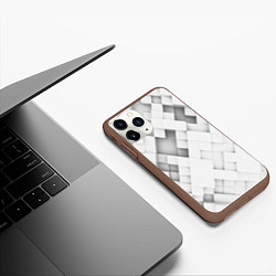 Чехол iPhone 11 Pro матовый Серые кубы на белом, цвет: 3D-коричневый — фото 2