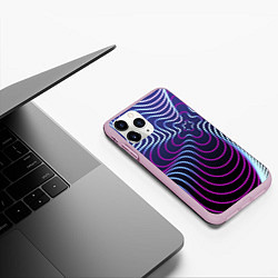Чехол iPhone 11 Pro матовый Динамичная неоновая спираль, цвет: 3D-розовый — фото 2
