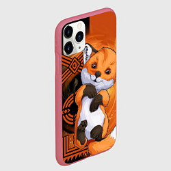 Чехол iPhone 11 Pro матовый Fox cub, цвет: 3D-малиновый — фото 2