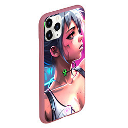 Чехол iPhone 11 Pro матовый Девушка в неоне, цвет: 3D-малиновый — фото 2