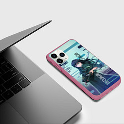 Чехол iPhone 11 Pro матовый Клинок рассекающий демонов - Токито, цвет: 3D-малиновый — фото 2