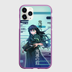 Чехол iPhone 11 Pro матовый Клинок рассекающий демонов - Токито, цвет: 3D-фиолетовый