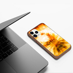 Чехол iPhone 11 Pro матовый Ярко-жёлтое свечение и пиксели, цвет: 3D-коричневый — фото 2