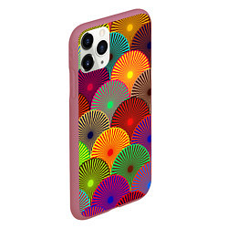 Чехол iPhone 11 Pro матовый Multicolored circles, цвет: 3D-малиновый — фото 2