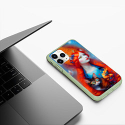 Чехол iPhone 11 Pro матовый Рыжая Кэт, цвет: 3D-салатовый — фото 2