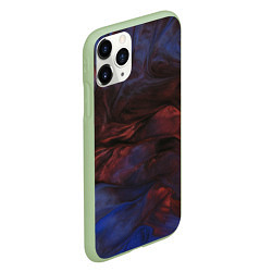 Чехол iPhone 11 Pro матовый Тёмные переливающиеся волны с блёстками, цвет: 3D-салатовый — фото 2