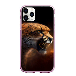 Чехол iPhone 11 Pro матовый Гепард рычащий, цвет: 3D-розовый