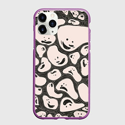 Чехол iPhone 11 Pro матовый Камни с лицами, цвет: 3D-фиолетовый