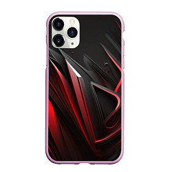 Чехол iPhone 11 Pro матовый Объемные красные и черные полосы, цвет: 3D-розовый