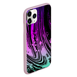 Чехол iPhone 11 Pro матовый Неоновые цвета брызги краски гранжевая текстура, цвет: 3D-розовый — фото 2