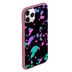 Чехол iPhone 11 Pro матовый Неоновые цвета брызги краски, цвет: 3D-малиновый — фото 2
