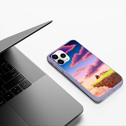 Чехол iPhone 11 Pro матовый Пиксельный пейзаж, цвет: 3D-светло-сиреневый — фото 2