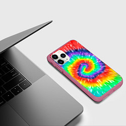 Чехол iPhone 11 Pro матовый Тай-Дай узор, цвет: 3D-малиновый — фото 2