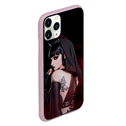 Чехол iPhone 11 Pro матовый Готическая вампирша в демоническом стиле, цвет: 3D-розовый — фото 2