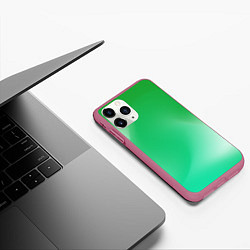 Чехол iPhone 11 Pro матовый Градиент зеленый, цвет: 3D-малиновый — фото 2