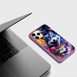 Чехол iPhone 11 Pro матовый Звездные волки, цвет: 3D-фиолетовый — фото 2