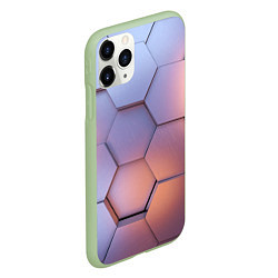 Чехол iPhone 11 Pro матовый Металлические шестиугольники, цвет: 3D-салатовый — фото 2