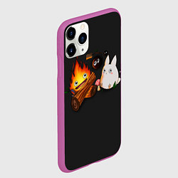 Чехол iPhone 11 Pro матовый Кальцифер арт, цвет: 3D-фиолетовый — фото 2