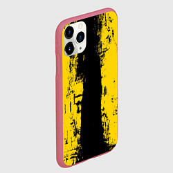 Чехол iPhone 11 Pro матовый Вертикальная черно-желтая полоса Cyberpunk 2077, цвет: 3D-малиновый — фото 2