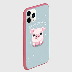 Чехол iPhone 11 Pro матовый Пухля - Say Oink one more time, цвет: 3D-малиновый — фото 2