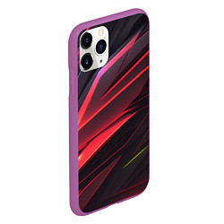 Чехол iPhone 11 Pro матовый Красно-черная текстура, цвет: 3D-фиолетовый — фото 2