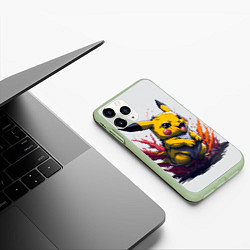 Чехол iPhone 11 Pro матовый Злой пикачу, цвет: 3D-салатовый — фото 2