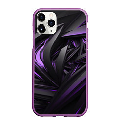 Чехол iPhone 11 Pro матовый Черно-фиолетовые объекты, цвет: 3D-фиолетовый