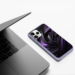 Чехол iPhone 11 Pro матовый Черно-фиолетовые объекты, цвет: 3D-светло-сиреневый — фото 2