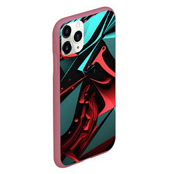 Чехол iPhone 11 Pro матовый Красные и бирюзовые объекты, цвет: 3D-малиновый — фото 2