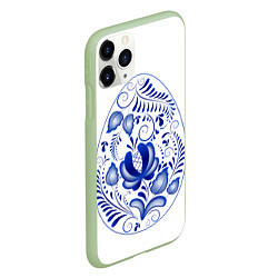 Чехол iPhone 11 Pro матовый Пасхальное яйцо гжель, цвет: 3D-салатовый — фото 2