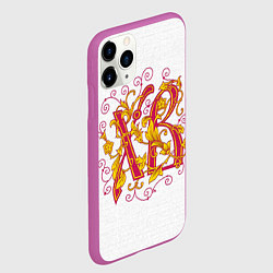 Чехол iPhone 11 Pro матовый Хохлома вязь ХВ Пасха, цвет: 3D-фиолетовый — фото 2