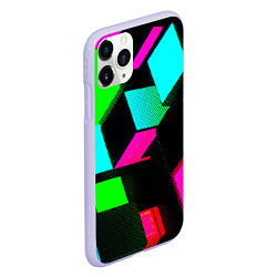 Чехол iPhone 11 Pro матовый Неоновые светящиеся кубики, цвет: 3D-светло-сиреневый — фото 2