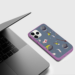Чехол iPhone 11 Pro матовый Паттерн с магическими принадлежностями, цвет: 3D-фиолетовый — фото 2
