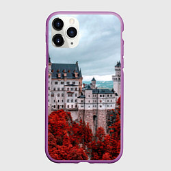 Чехол iPhone 11 Pro матовый Замок в горах и красный лес, цвет: 3D-фиолетовый