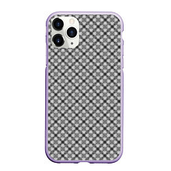 Чехол iPhone 11 Pro матовый Серый узор в косую клетку, цвет: 3D-светло-сиреневый