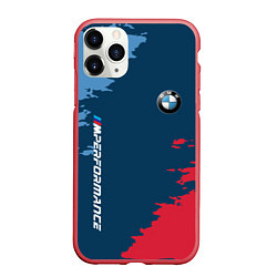 Чехол iPhone 11 Pro матовый BMW m performance grunge, цвет: 3D-красный