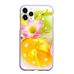 Чехол iPhone 11 Pro матовый Пасхальные яйца и цветы, цвет: 3D-светло-сиреневый