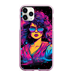 Чехол iPhone 11 Pro матовый Lady - retrowave style, цвет: 3D-розовый