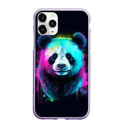 Чехол iPhone 11 Pro матовый Панда в неоновых красках, цвет: 3D-светло-сиреневый