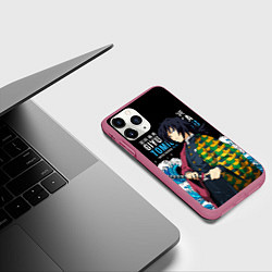 Чехол iPhone 11 Pro матовый Гиу Томиока на фоне волн, цвет: 3D-малиновый — фото 2