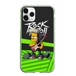 Чехол iPhone 11 Pro матовый Rock music Simpsons, цвет: 3D-салатовый