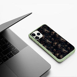 Чехол iPhone 11 Pro матовый Паттерн из реалистичных зомби, цвет: 3D-салатовый — фото 2
