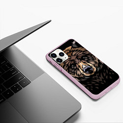 Чехол iPhone 11 Pro матовый Медведь в этническом стиле, цвет: 3D-розовый — фото 2