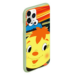 Чехол iPhone 11 Pro матовый Коржик куки монстр и колобок пародия на крик Мунка, цвет: 3D-салатовый — фото 2