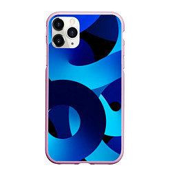 Чехол iPhone 11 Pro матовый Синие линии в виде узоров, цвет: 3D-розовый