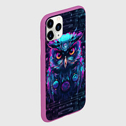 Чехол iPhone 11 Pro матовый Сова в стиле киберпанк, цвет: 3D-фиолетовый — фото 2